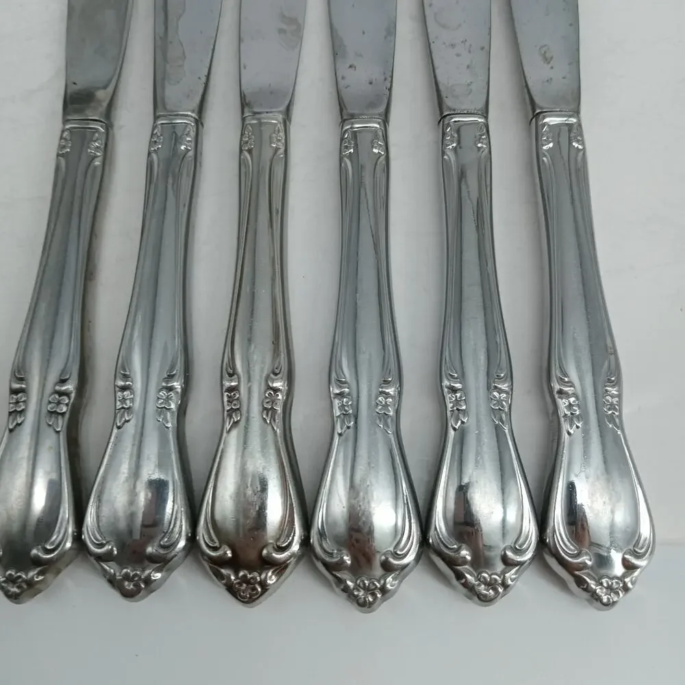 6X BK CHATEAU by ONEIDACRAFT DELUXE Stainless Butter Dinner Knives